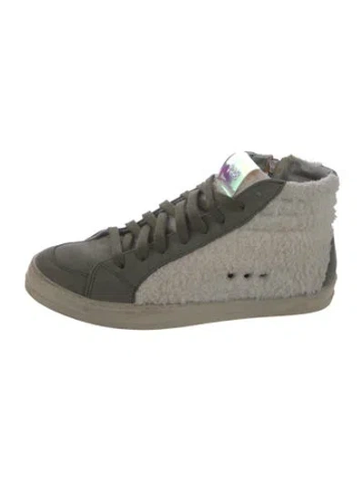 Pre-owned P448 Suede Colorblock Pattern Sneakers In Green