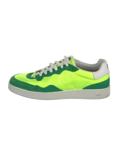 Pre-owned P448 Suede Colorblock Pattern Sneakers In Green