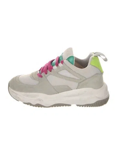 Pre-owned P448 Suede Colorblock Pattern Sneakers In Neutral