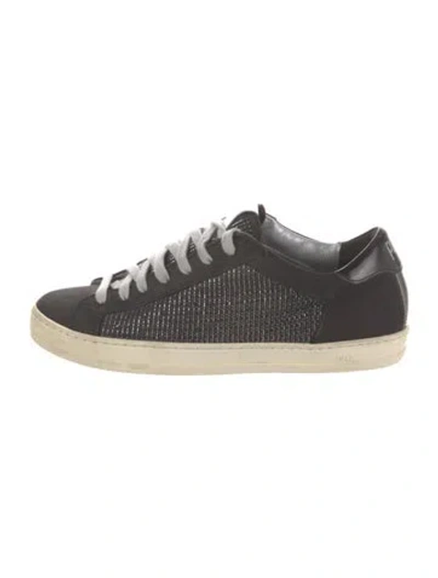 Pre-owned P448 Suede Glitter Accents Sneakers In Black