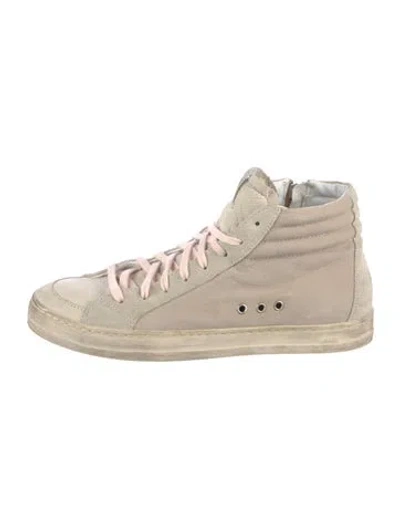 Pre-owned P448 Suede Glitter Accents Sneakers In Neutrals