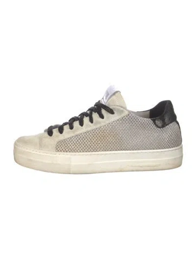 Pre-owned P448 Suede Glitter Accents Sneakers In White