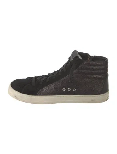 Pre-owned P448 Suede Graphic Print Sneakers In Black