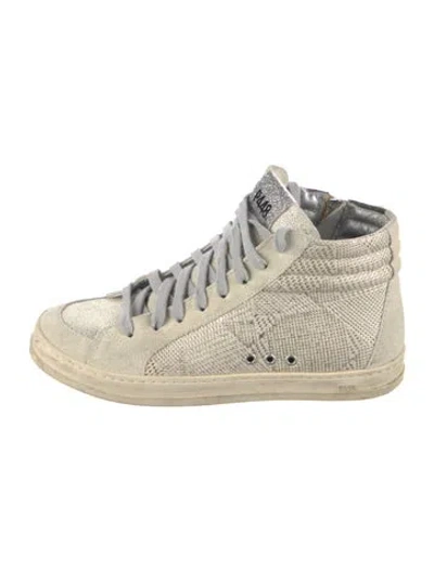 Pre-owned P448 Suede Graphic Print Sneakers In Neutrals