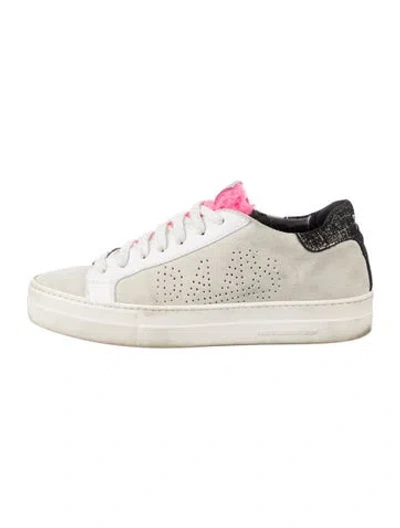 Pre-owned P448 Suede Graphic Print Sneakers In Neutrals/white