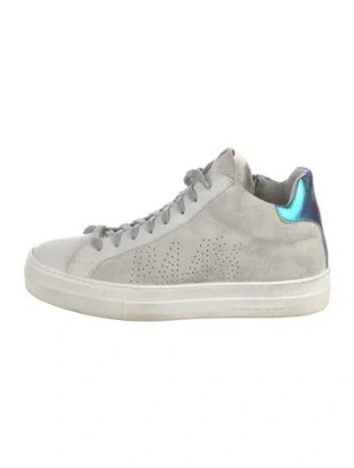 Pre-owned P448 Suede Graphic Print Sneakers In White