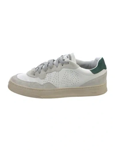 Pre-owned P448 Suede Graphic Print Sneakers In White