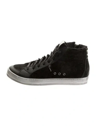 Pre-owned P448 Suede Leather Trim Embellishment Sneakers In Black