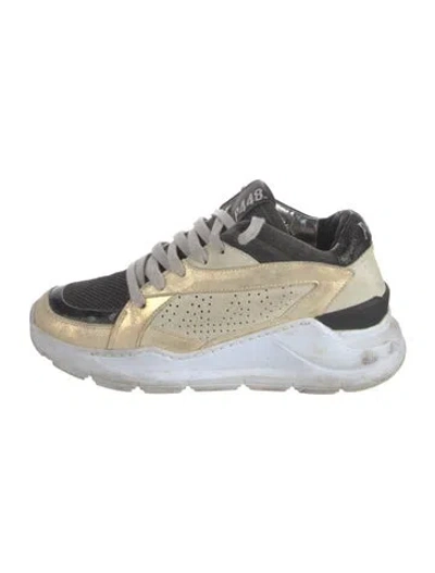 Pre-owned P448 Suede Mesh Accents Chunky Sneakers In Metallic/neutrals