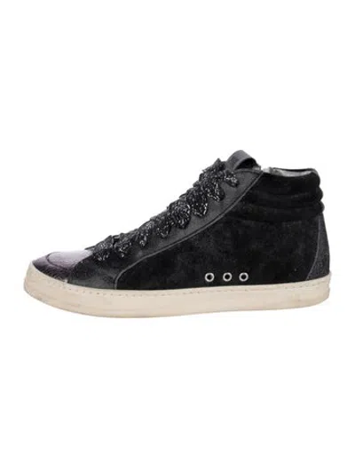 Pre-owned P448 Suede Patterned Sneakers In Black