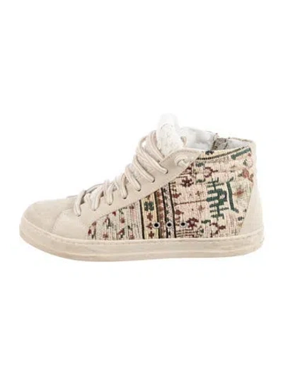 Pre-owned P448 Suede Tweed Pattern Sneakers In Neutral