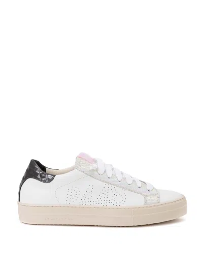 P448 Thea Dark Leather Sneakers In White
