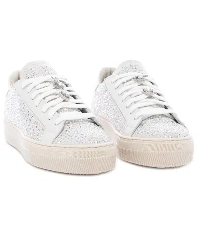 P448 Thea Glitter Sneaker In White