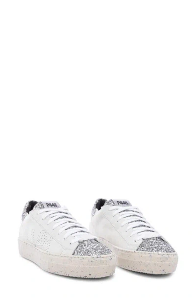 P448 Thea Sneaker In White-silver