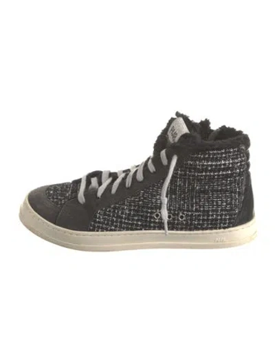 Pre-owned P448 Tweed Tweed Pattern Sneakers In Black