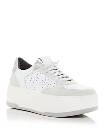 P448 Women's Empire Platform Low Top Sneakers In White/silver