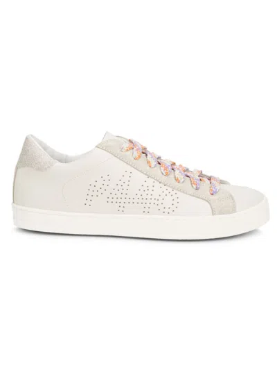 P448 Women's John Glitter Laces Perforated Leather Low-top Sneakers
