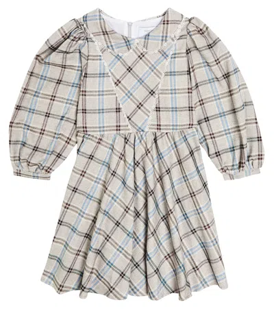 Paade Mode Kids' Checked Cotton-blend Dress In Multicoloured