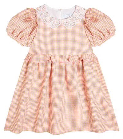 Paade Mode Kids' Checked Linen Dress In Lex Pink