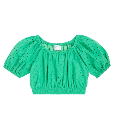 Paade Mode Kids' Delta Cotton Crop Top In Green