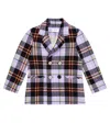 Paade Mode Double-breasted Check Cotton Blazer In Multicoloured