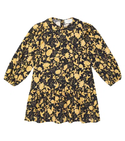 Paade Mode Kids' Floral Cotton Dress In Black