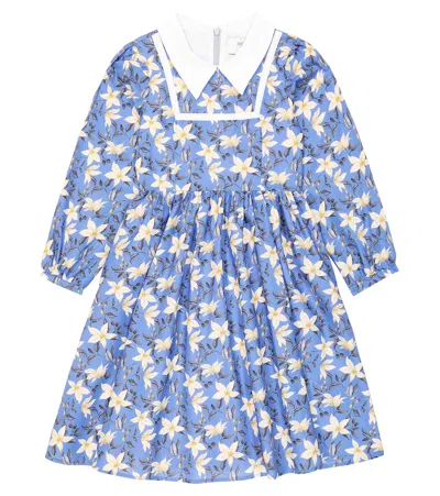 Paade Mode Kids' Floral Cotton Dress In Blue
