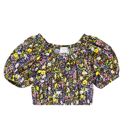 Paade Mode Kids' Bedrucktes Top Aus Baumwolle In Meadow Black