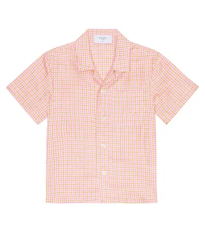 Paade Mode Kids' Lex Checked Linen Shirt In Lex Pink