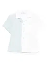 Paade Mode Mari Waffle-weave Two-tone Shirt In White