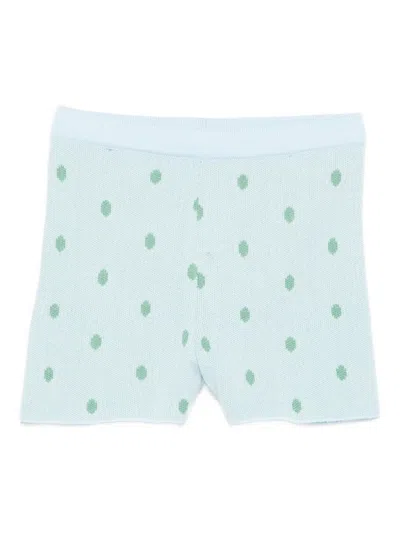 Paade Mode Kids' Polka-dot Knit Shorts In Green
