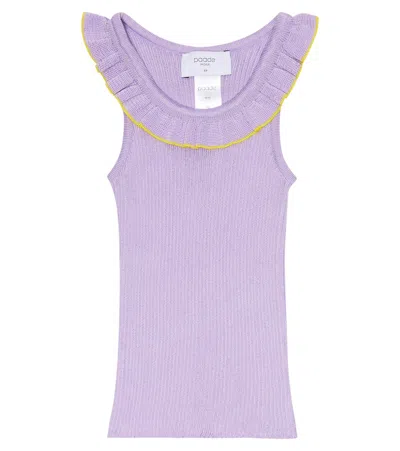 Paade Mode Kids' Ribbed-knit Cotton Top In Violet