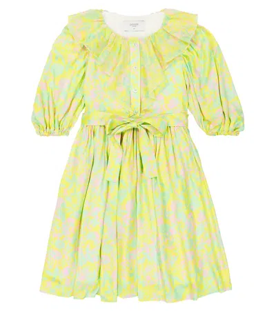 Paade Mode Kids' Ruched Balloon-sleeve Shirt Dress In Multicoloured