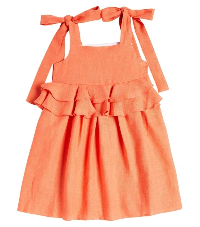 Paade Mode Kids' Ruffled Cotton Dress In Orange