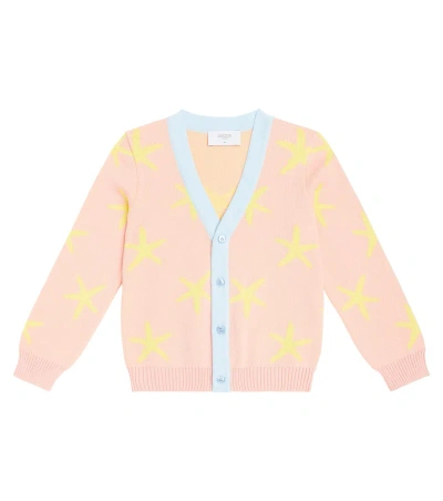 Paade Mode Kids' Starfish Cotton Cardigan In Pink