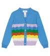 Paade Mode Striped Cardigan In Rainbow Blue