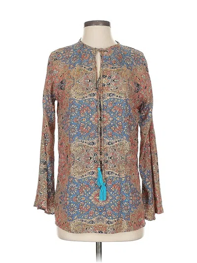 Pre-owned Paani Long Sleeve Blouse In Brown