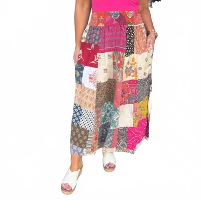 Paani Patchwork Elastic Waist Maxi Skirt In Multicolor