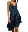 Paani Spaghetti Strap Short Mini Dress In Navy & Black In Blue