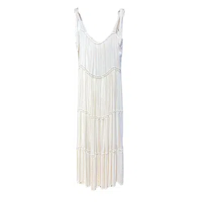 Paani Women's Thread Maxi Lurex Dress In White/ Gold