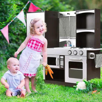 Pable Kids Wooden Modern Kitchen Cooking Pretend Play Set