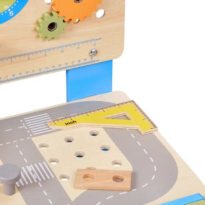 Pable Kids Workbench, 62 Pcs, Wooden Tool Bench For Kids 3 Years And Up, Toddler Toy Workbench With Realis