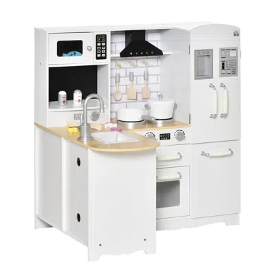 Pable Large Play Kitchen With Full Set Of Appliances For A Modern Day Pretend Kitchen, Tons Of Storage, Co In White