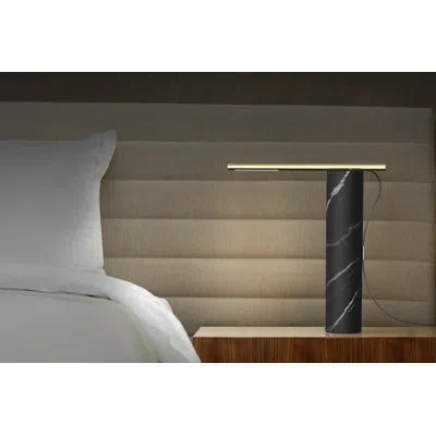 Pablo Designs 13" Table Lamp In Black Marquina,brass