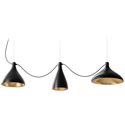 Pre-owned Pablo Designs 3-piece Swell String Chandelier In Black And Brass By