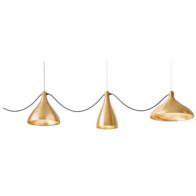 Pre-owned Pablo Designs 3-piece Swell String Chandelier In Brass By  In Sand