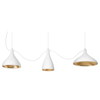 Pre-owned Pablo Designs 3-piece Swell String Chandelier In White And Brass By