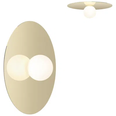 Pre-owned Pablo Designs Bola Disc Flush Wall And Ceiling Light In Brass By  In Sand