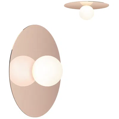 Pre-owned Pablo Designs Bola Disc Flush Wall And Ceiling Light In Rose Gold By  In Red