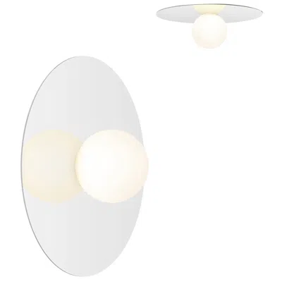 Pre-owned Pablo Designs Bola Disc Flush Wall & Ceiling Light In White By